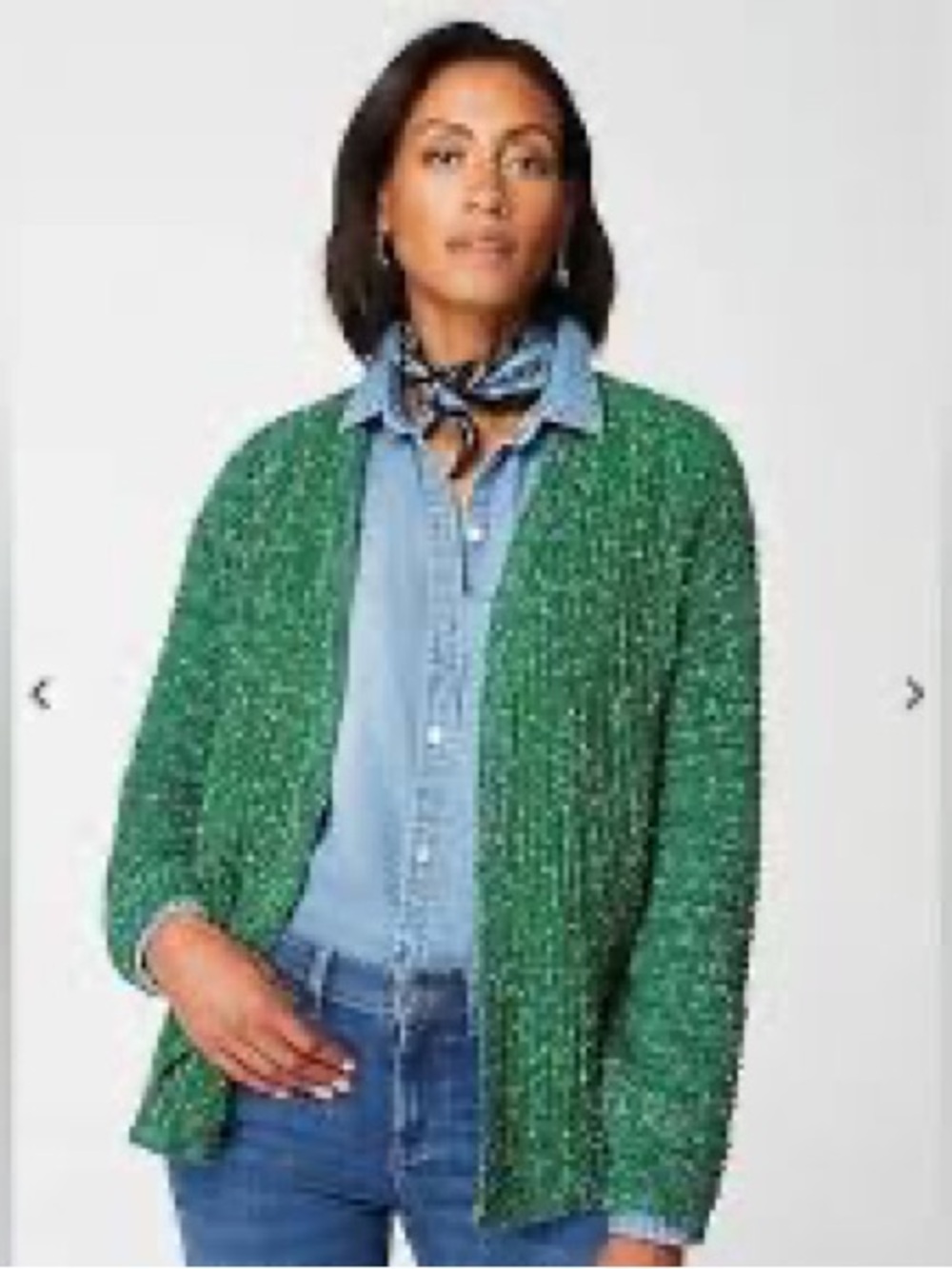 J. Jill Green Open-Front Textured Knit Cardigan 229